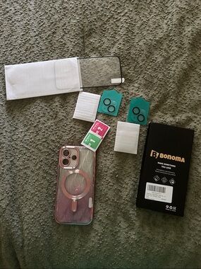 Pink Clear iPhone Case with Ring Holder and Camera Protectors